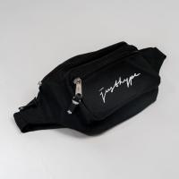 HYPE UNISEX BLACK PRINT ZIP BUM BAG