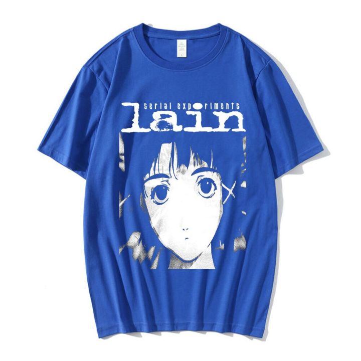 ญี่ปุ่น-anime-serial-experiments-lain-เสื้อยืด-iwakura-สาวการ์ตูน-sci-fi-แขนสั้นเสื้อยืดขนาดใหญ่เสื้อลำลองผู้ชายแขนยาว