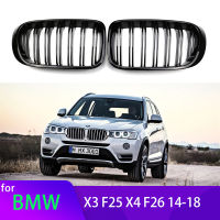 2Pcs รถสไตล์ Gloss สีดำด้านหน้าไต Double Slat Grill Grille สำหรับ BMW X3 F25 X4 F26 2014-2018รถอุปกรณ์เสริม