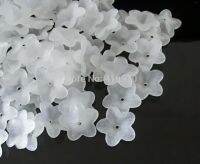 Free shipping-200PCs White Flower Frosted Acrylic Beads End Caps Findings 18x18mm(6/8"x6/8") D0150 Beads