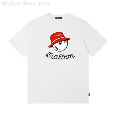 Malbon Golf Caddy Bear Loose Sports เสื้อยืดคอกลมแขนสั้นพิมพ์ลายลำลอง