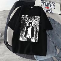Japan Anime Naoki UrasawaS Monster Print T Shirt Casual Men Short Sleeve T Shirts Oversized Harajuku Hip Hop Vintage Streetwear S-4XL-5XL-6XL