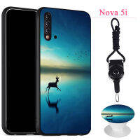 มาใหม่ล่าสุดสำหรับ Huawei Nova 5i โทรศัพท์เคสสำหรับหัวเหว่ยเคสซิลิโคนนิ่มพร้อมขาตั้งโทรศัพท์ลวดลายและเชือก