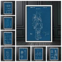 NASA Space Exploration Patent Diagram Blue Print Office Poster Wall Art Canvas Print For Home Office Decor - Aturn V Apollo Rocket