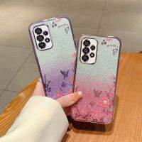 เคสกลิตเตอร์สำหรับ Samsung กาแลคซี A73 A53 A33 A23 A13 A72 A22 A32 5G 4G A12เคสใส่โทรศัพท์ TPU ยืดหยุ่นได้ป้องกันดอกไม้ไล่ระดับสีได้