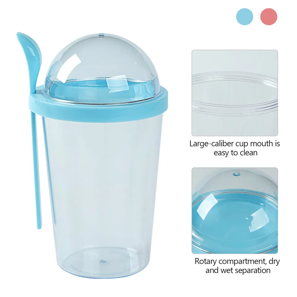 400ml Salad Meal Shaker Cup Easy Carry Portable Fresh Salad Shaker Container  Overnight Oats Container Sky Blue 