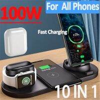 ZZOOI 100W 10 in 1 Wireless Charger Stand For iPhone 14 13 12 11 Samsung Xiaomi  Fast Charging Dock Station for Airpods Pro iWatch 7