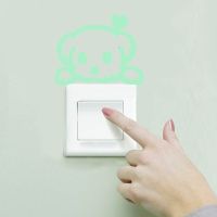 ❦℡✼ Light Switch Sticker Luminous Wall Stickers Cartoon Glow in the Dark Sticker Decal for Kids Room Decoration Home Decor Cat Fairy