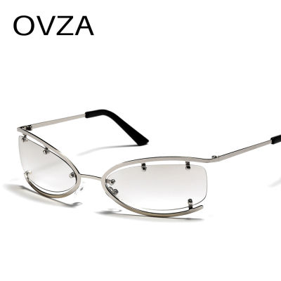 OVZA แว่นตาแฟชั่นพังก์ของผู้หญิงแบรนด์แว่นตา S1058มิเรอร์ไล่ระดับสี2023แบบ Openwork ใหม่