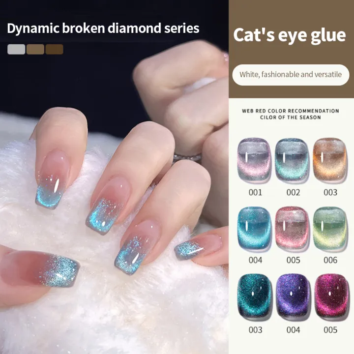 ZWM【Spot Goods】Dynamic 12 Colors Broken Drill Cat's Eye Nail Polish Glue  Autumn And Winter White Cat Eye Phototherapy Glue Nail Glue | Lazada PH