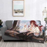 Diluc Blanket Flannel Textile Decor Genshin Impact Amine Multi-function Ultra-Soft Throw Blanket for Sofa Office Rug Piece