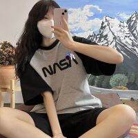 COD NASA Pure cotton short-sleeved t-shirt womens summer dress 2023 new loose net red ins super hot raglan sleeve top