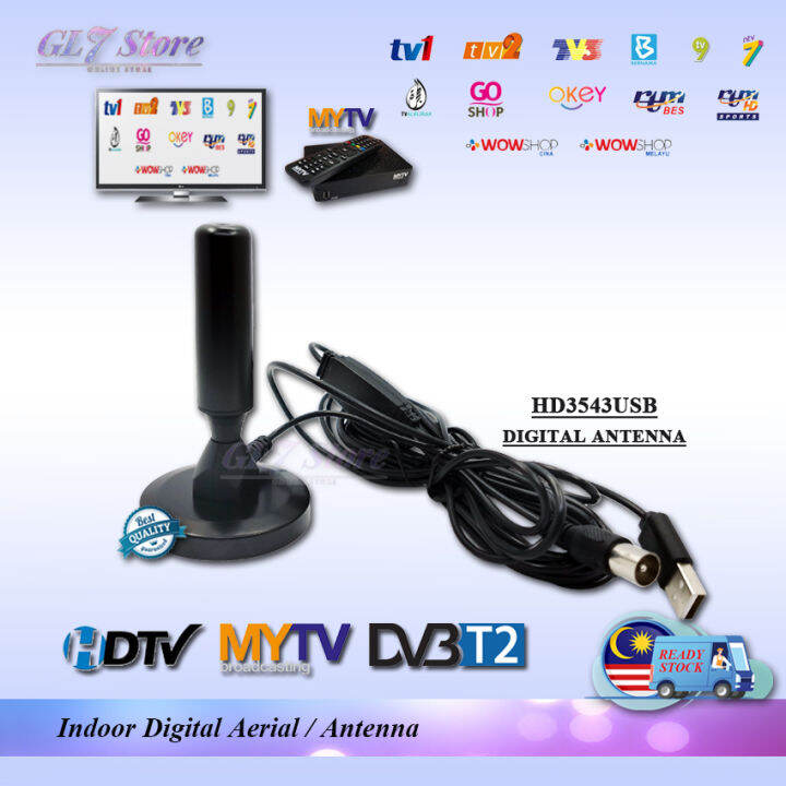 HDTV DIGITAL INDOOR ANTENNA HD3543USB COAXIAL CABLE 5M ANTENA DALAMAN