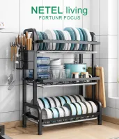 NETEL Dish Drying Rack 304 Stainless Steel Dish Rack with Utensil Holder, Cutting Board Holder and Dish Drainer for Kitchen Counter