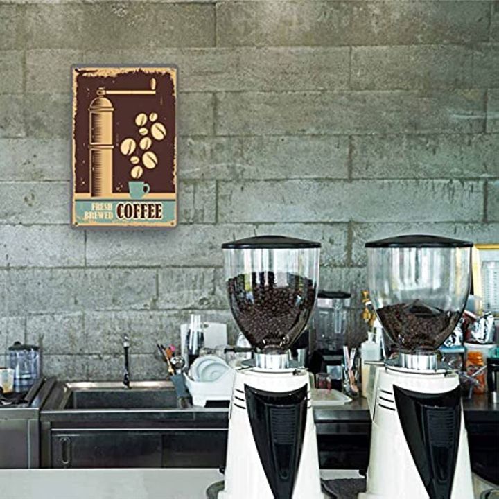 ป้ายป้ายกาแฟสดชื่นกาแฟชงตลกสำหรับบ้านร้านอาหารบาร์ห้องครัวศิลปะการตกแต่งผนังกาแฟ8x12ตกแต่งผนังร้าน