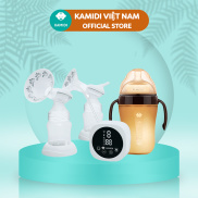 Combo máy hút sữa Kamidi Max và bình sữa silicone nâu an toàn, siêu mềm