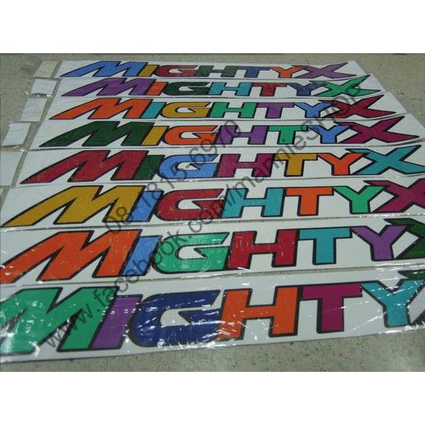 สติ๊กเกอร์งานตัดคอมพิวเตอร์-ติดแก้มท้ายรถ-toyota-hilux-mightyx-คำว่า-mighty-x-ติดรถ-sticker-โตโยต้า-ไมตี้เอ๊กซ์-mighty-หลายสี-สีสุ่ม-สวย-งานดี-หายาก