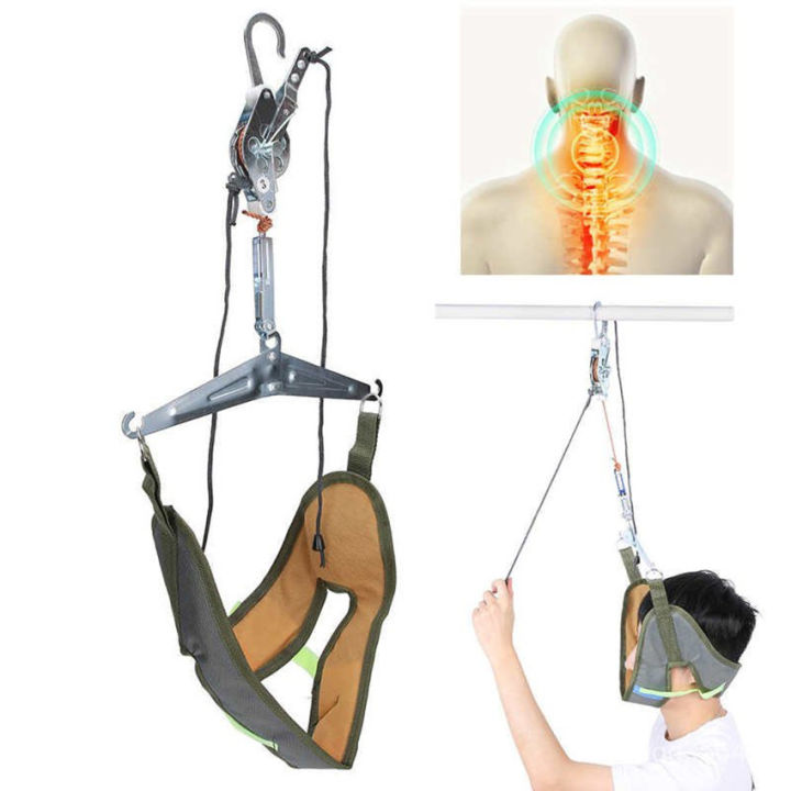 เครื่องดึงคอ-ที่ดึงคอ-แก้ปวดคอ-ดึงคอยืดกระดุกคอ-สำหรับผ่อนคลายต้นคอ-ตึงคอ-เพื่อโยคะยืดคอปลอดภัย-ติดตั้งง่าย-over-the-door-cervical-traction-set-neck-shoulder-head-pain-home-relief-brace
