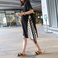 Pregnant women dress fashion loose large size long knee length skirt stitching T-shirt skirt Korean version of pregnant women summer dress