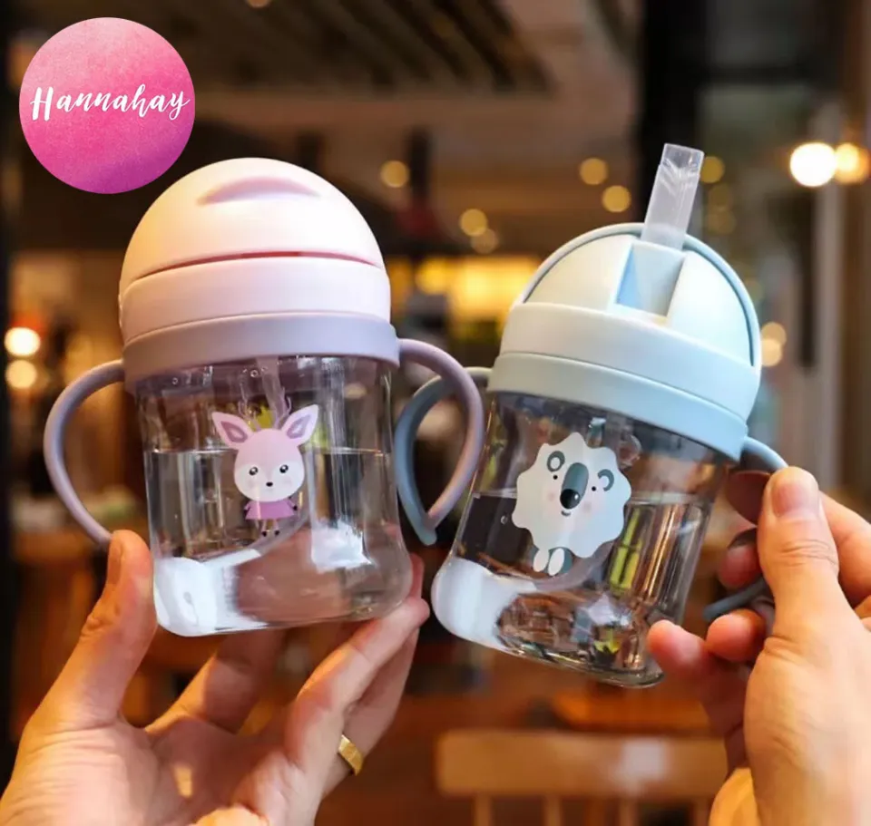 250ml Weighted Straw Sippy Cup Animal Pattern Leak Proof Infant