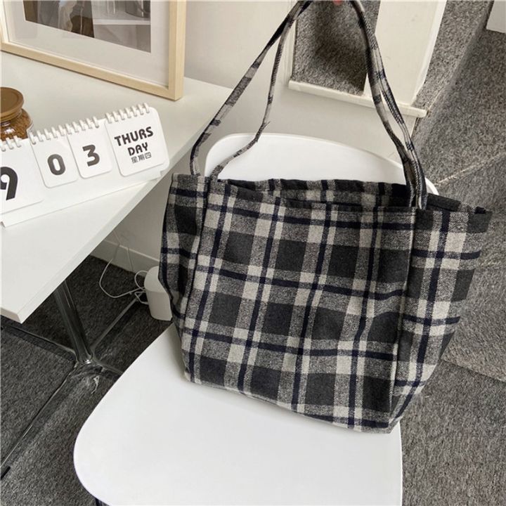 extra-large-women-woolen-canvas-bags-checked-pattern-design-handbag-soft-warm-cloth-fabric-big-tote-ladies-casual-shoulder-bag