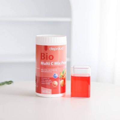 (500กรัม ถังใหญ่) วิตามินซีสด Deproud Bio Multi C Mix PEACH สีพีช  รสพีช  ถังใหญ่สุดคุ้ม 500 กรัม