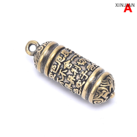 ? [XINJIAN] Hollow brass Buddha Sutra กระบอกจี้พวงกุญแจสร้อยคอเครื่องประดับกล่องยา