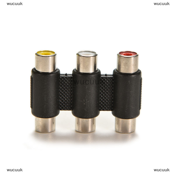 wucuuk-ตัวเชื่อมต่อวิดีโอและเสียง3-rca-av-coupler-อะแดปเตอร์3rca-หญิงมินิ