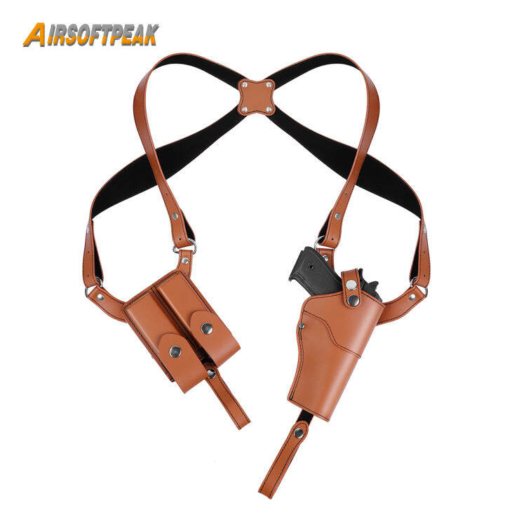 Tactical Shoulder Holster Military Concealed Underarm Leather Holster Carry Pouch for Glock 17