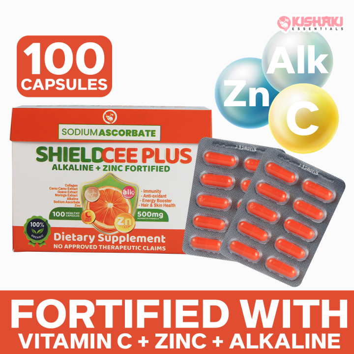 SHIELD CEE PLUS Non Acidic Vitamins C with Zinc 500 mg 100 Capsules