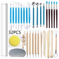 32 Piece Modeling Ceramic Tools Set Stone Plastic Clay Carving Knife Acrylic Stick Mud Cutting Tool Silicone Point Drill Pen Clay  Dough