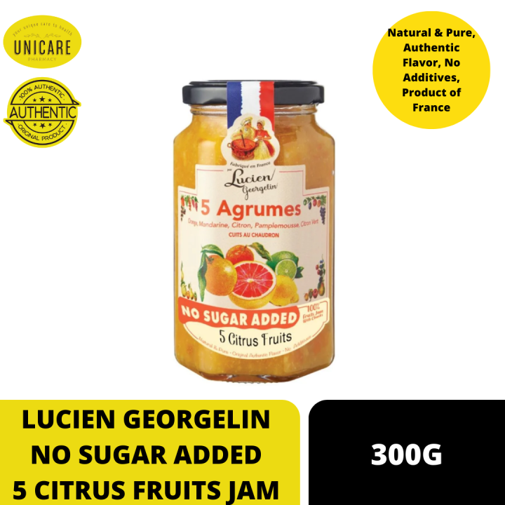 LUCIEN NO SUGAR ADDED 5 CITRUS FRUITS JAM 300G. Natural