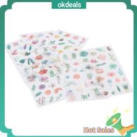 OKDEALS 30sheets กระดาษ Washi สติกเกอร์ติดผนัง หลากสี สติ๊กเกอร์ลายต้นไม้ สติกเกอร์ Washi สติ๊กเกอร์ลายดอกไม้ ดีไอวาย