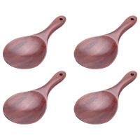 6X Teak Wood Spoon Natural Solid Wood Rice Spoon Wooden Rice Paddle Big Potato Serving Spoon Wooden Kitchen Utensils