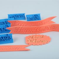 6Pcs/set Happy Birthday Cake Molds Handwriting Alphabet Cookie Press Stamp Embosser Fondant Craft Pastry Cream Decorating Tools Bread Cake  Cookie Acc