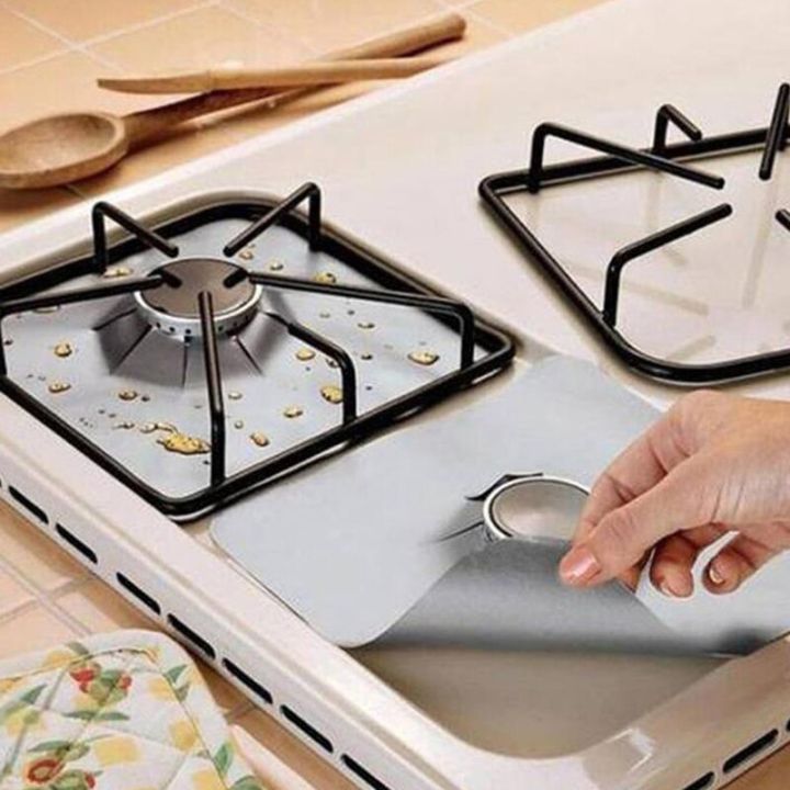 high-quality-weizheng1-จานเสื่อสะอาดหม้อหุงข้าวเตาแก๊ส4ชิ้นแผ่นเตาแก๊สห้องครัวเตาแก๊สเครื่องป้องกันเตาอุปกรณ์ครัว