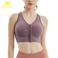 NINGMI Sports for Women Workout Top Gym Running High Impact Vest Push Up Mes Yoga Fitness Cross Bandage Sport Crop Top