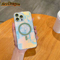 HEXDRAGON เปลี่ยนสีได้เลเซอร์แม่เหล็กพร้อมเคสโทรศัพท์ป้องกันฟิล์มเลนส์สำหรับ14 Pro Max 13 12 11 Promax 13Promax 14Promax 14 Pro 14 Plus 11 Promax ฝาครอบด้านหลังกันกระแทกปลอก Apple