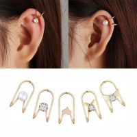 Korean Gold Pearl Star Crystal Jewelry Simple Ear Clips New Trend Earring Women Accessories Gift