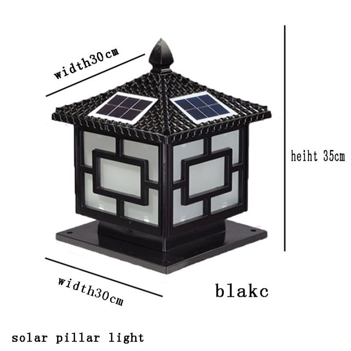 โคมไฟเสาพลังงานแสงอาทิตย์กลางแจ้ง,ไฟเสาสวนอะลูมิเนียมสีดำกันน้ำไฟเสาสวน