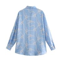 Wholesale Lapel Printed Long Sleeve Loose Shirt 8263