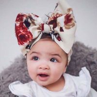 Flower Print Baby Girl Headband Large Bows Wide Hair Band Kids Girls Turban Headwear Hair Accessories