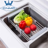 CNMF Kitchen Sink Drain Basket Stainless Steel Dishrack Retractable Drain