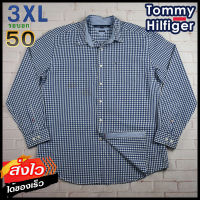 Tommy Hilfiger®แท้ อก 50 ไซส์ 3XL เสื้อเชิ้ตผู้ชาย ทอมมี่ ฮิลฟิกเกอร์ สีกรม เสื้อแขนยาว เสื้อใส่เที่ยวใส่ทำงานสวยๆ