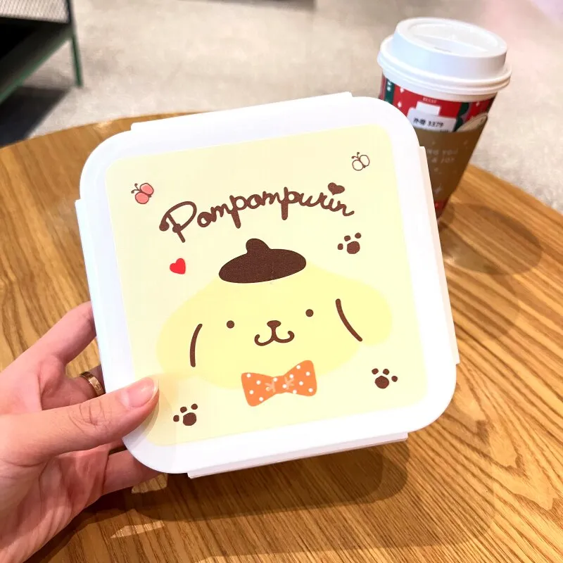 Sanrio Hello Kitty Lunch Box Kawaii Cinnamoroll Kuromi Microwaveable  Lattice Food Storage Container Kids School Office Bento Box 