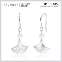 Gemondo ต่างหูมุก (Pearl) เงินแท้ 925 ดีไซน์ทรงใบกิงโกะ (Ginkgo Leaf)