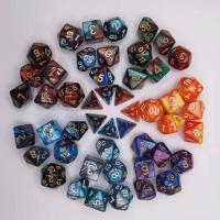 7ชิ้น/เซ็ต Polyhedral 7-ตายชุดลูกเต๋าแกะสลักรูปแบบ D8 D4 D10 D % D12 D20ลูกเต๋าอุปกรณ์ประกอบฉากสำหรับปาร์ตี้บนโต๊ะเกมการเล่นบทบาท DND