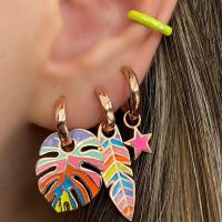 【YF】◆⊕  Enthic Colorful Star Shaped Enamel Drop Earrings for Boho Feather Statement Jewelry