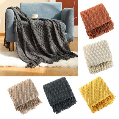 Nordic Air Condition Blanket Knit Plaid Blanket Soild Color Sofa Throw Blanket