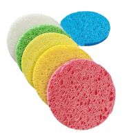 【FCL】☽┅ 10Pcs Wood Pulp Sponge Cellulose Compress Puff Facial Washing Face Cleansing Makeup Remover